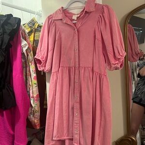 Pink denim dress